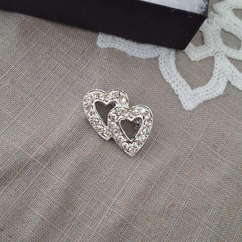 VTG Heart Rhinestone Brooch - Picture 5 of 5